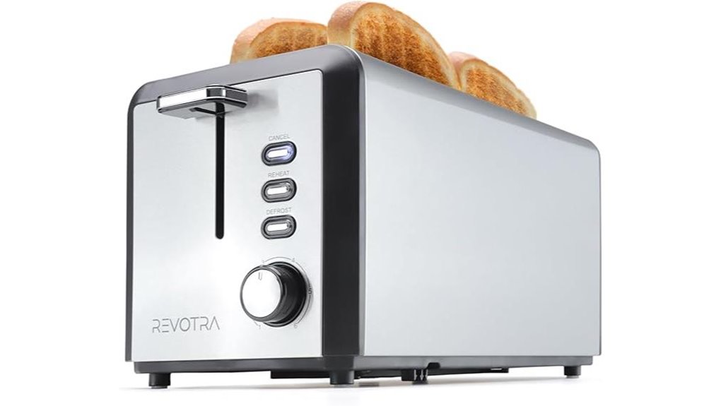 extra wide four slice stainless toaster