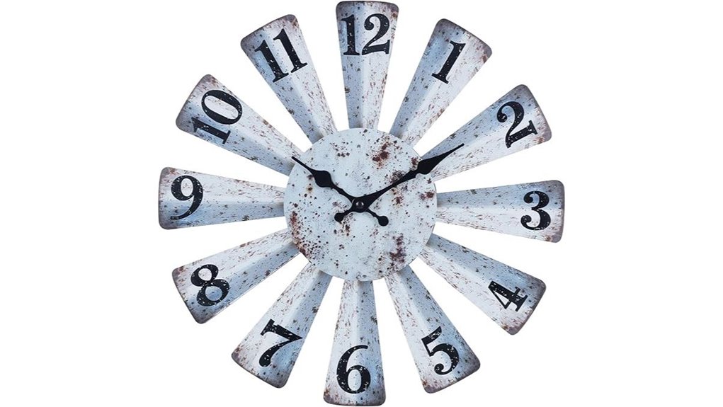 farmhouse rustic wooden windmill clock