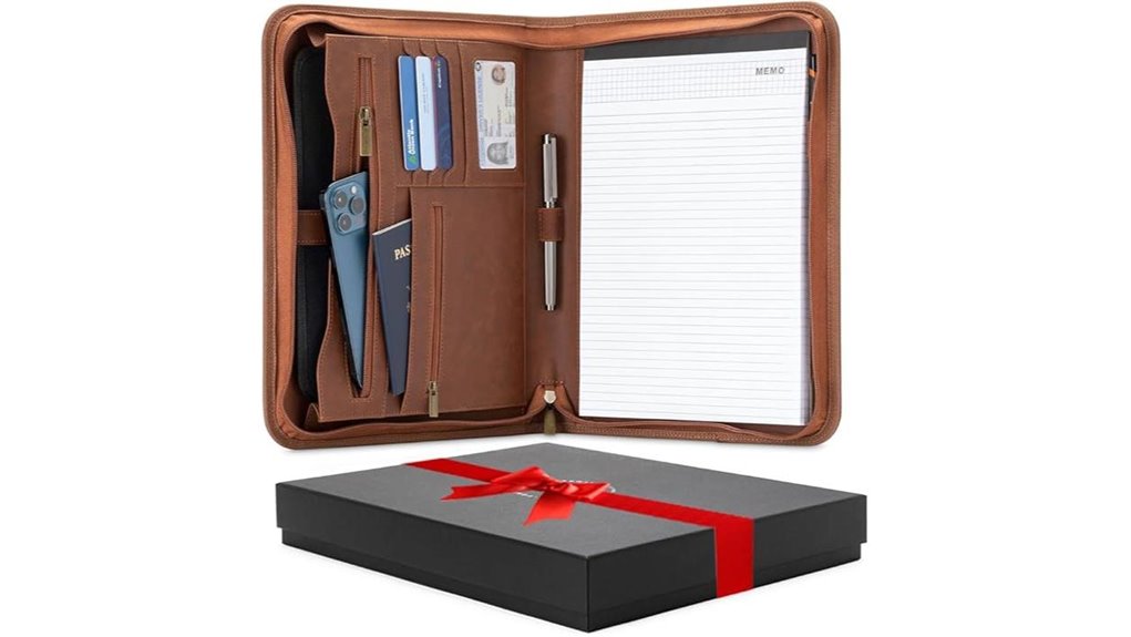 faux leather travel padfolio organizer