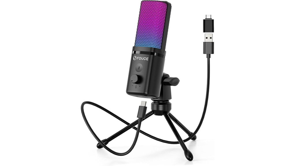 fduce rgb usb condenser microphone