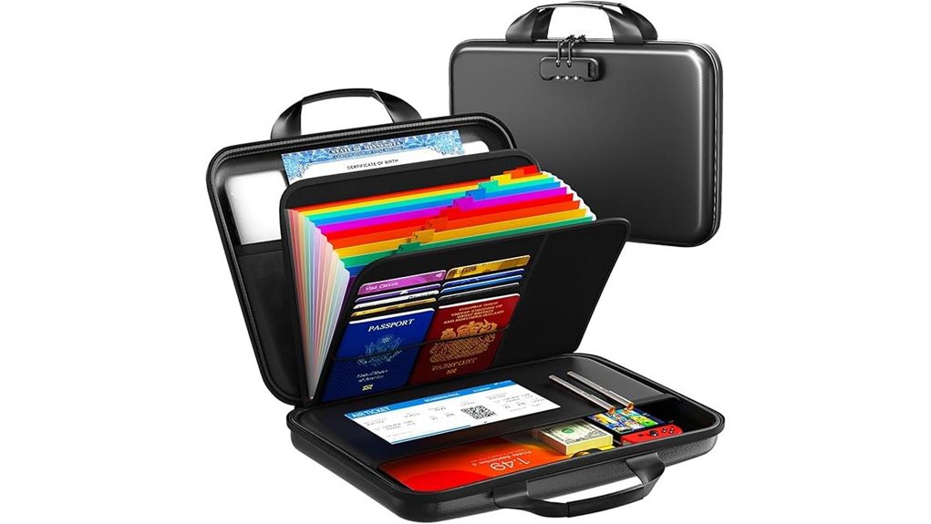 fireproof 13 pocket lockable organizer