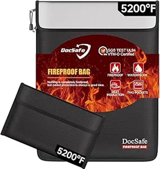 fireproof water resistant document bag