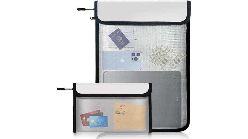 fireproof waterproof dual pocket document