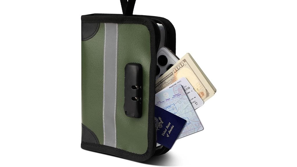 fireproof waterproof locking pouch