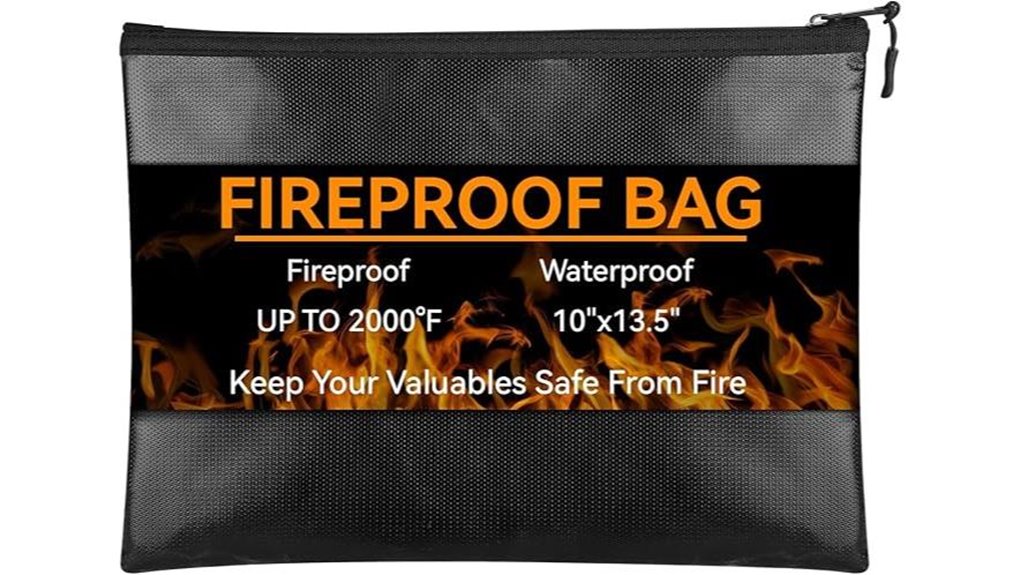 fireproof waterproof zipper document bag