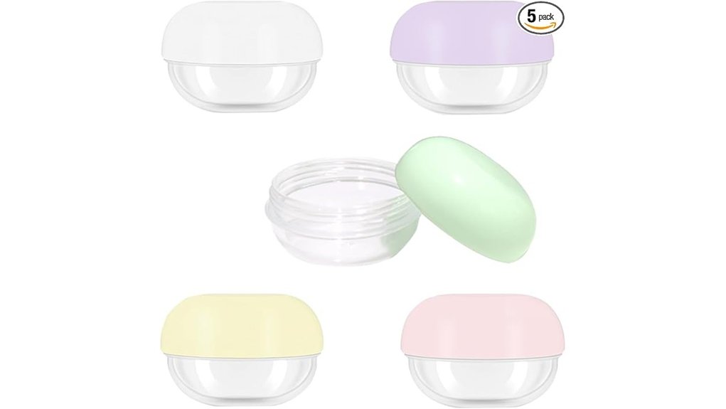 five 10ml travel cream containers