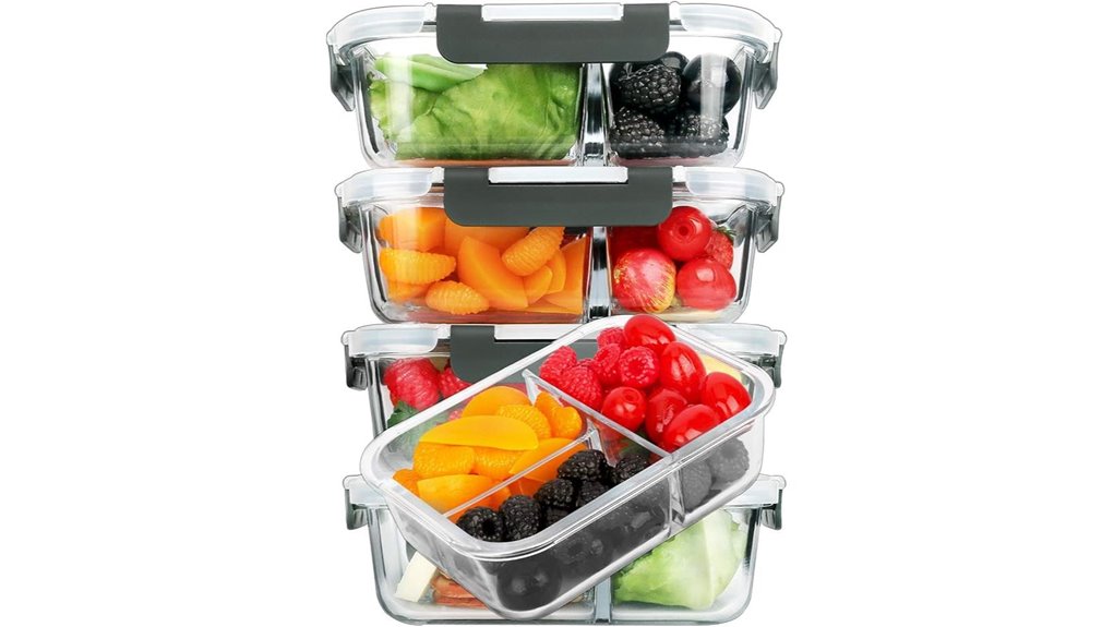 five 36oz glass meal prep containers