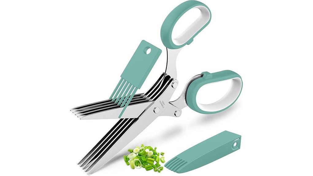 five blade blue herb scissors