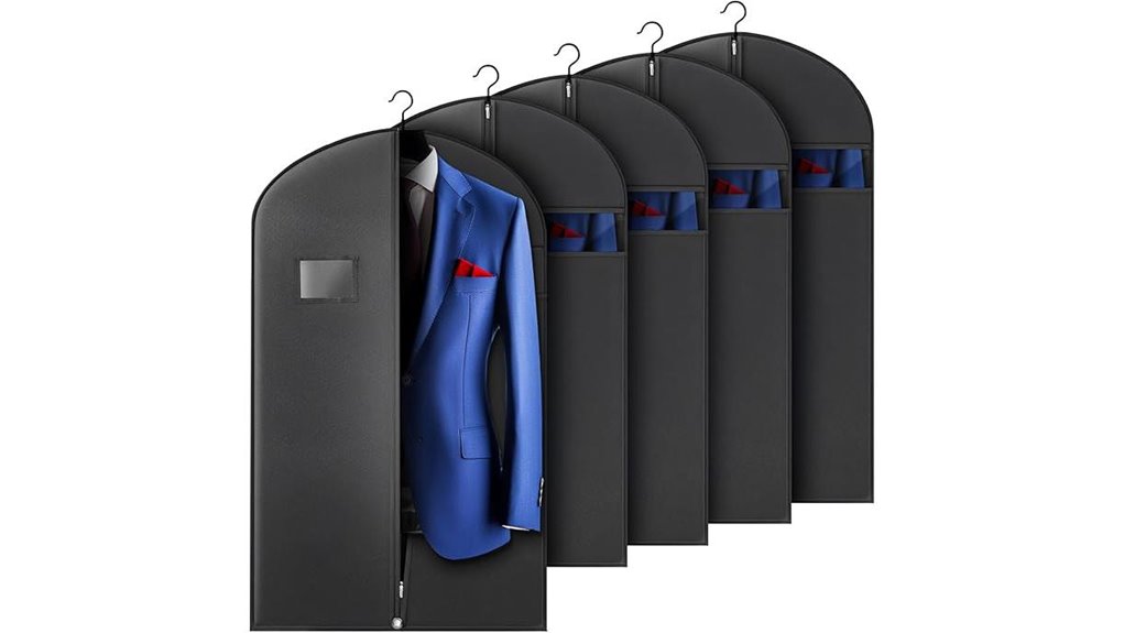 five pack 40 inch black garment bags