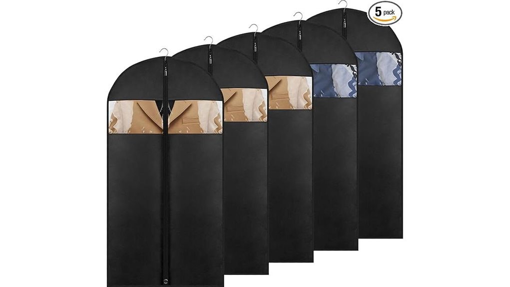 five pack 43 black garment bags