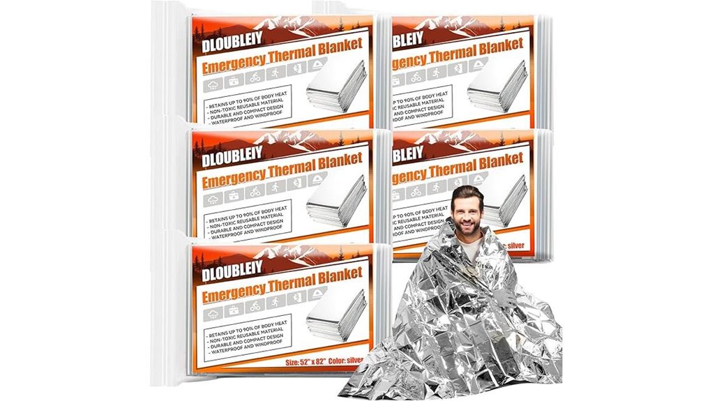 five pack emergency mylar blankets