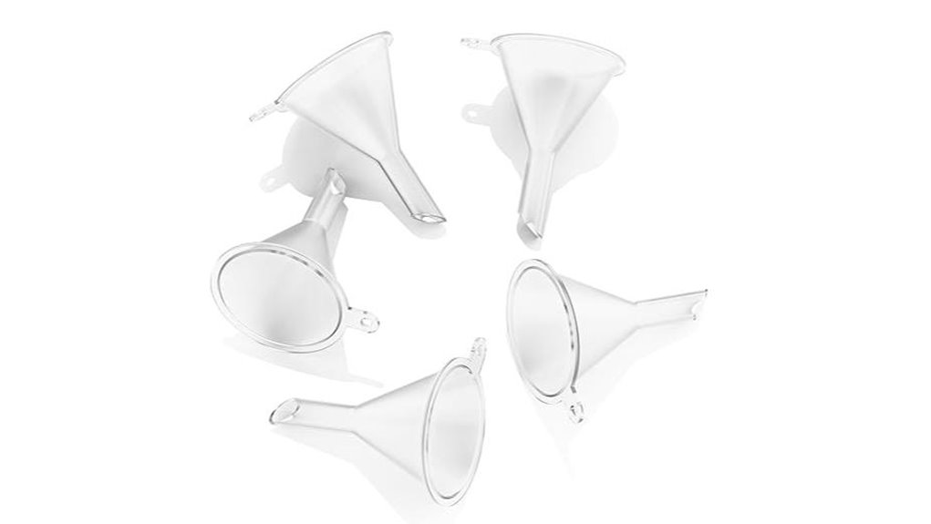 five pack food grade mini funnels