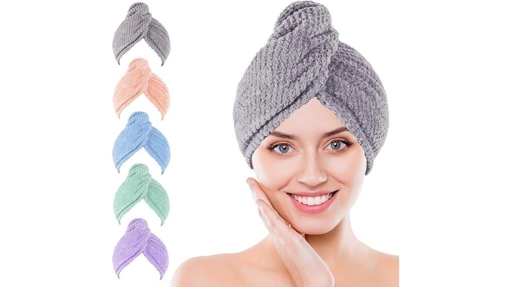 five pack microfiber hair turbans