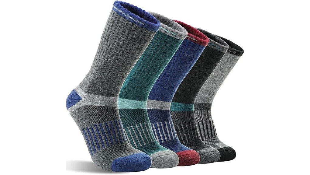 five pair merino wool hiking socks
