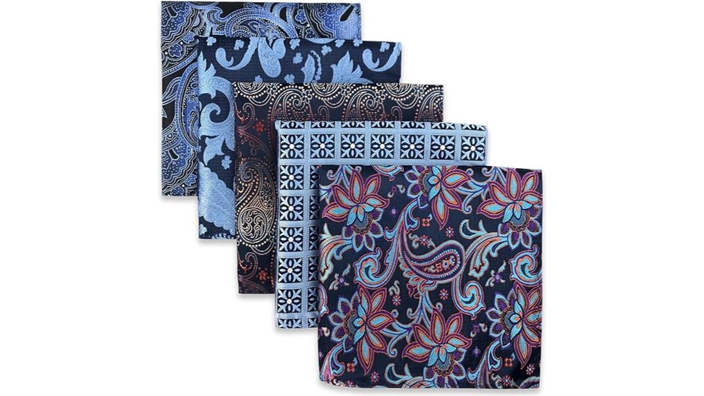 five piece assorted silk handkerchiefs