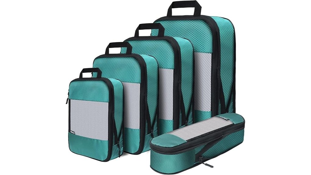 five piece compression packing cubes