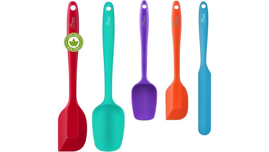 five piece heat resistant silicone spatulas