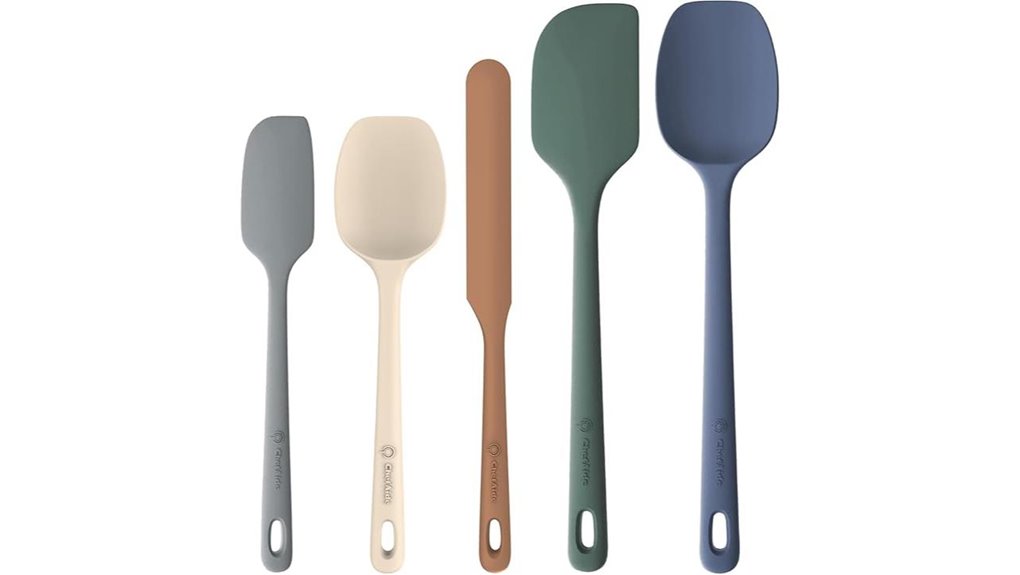 five piece heat resistant silicone spatulas