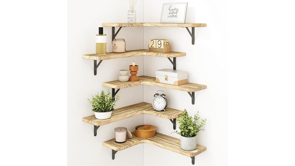 five piece rustic floating shelves