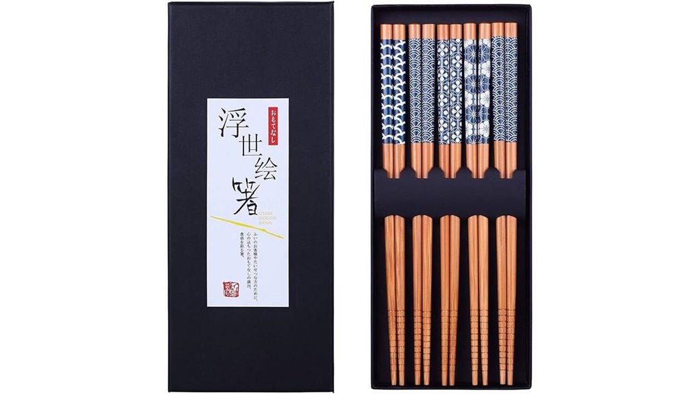 five reusable 8 8 inch bamboo chopsticks