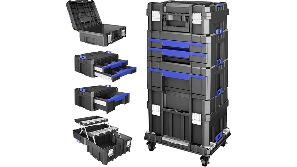 five tier rolling toolbox with drawers