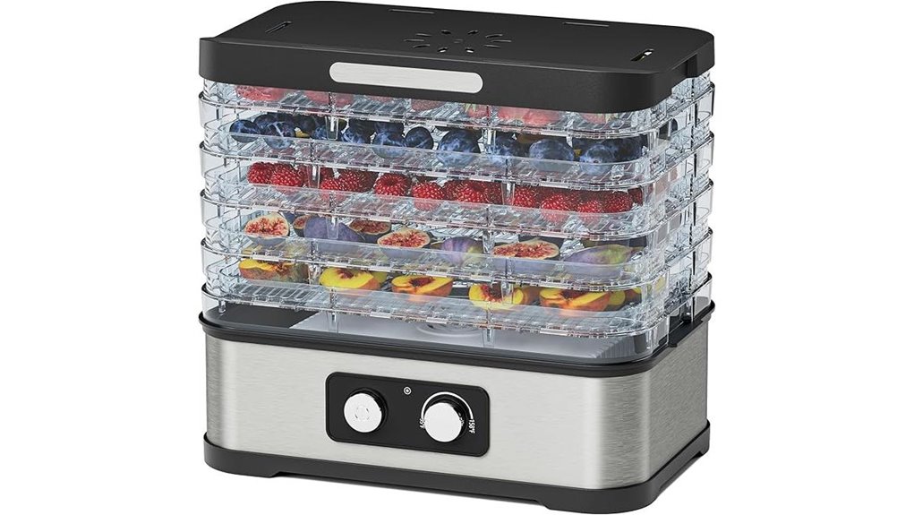 five tray temperature controlled dehydrator