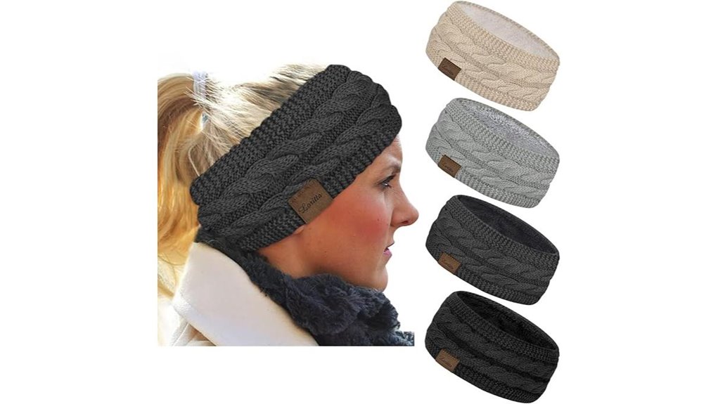 fleece lined cable knit headbands