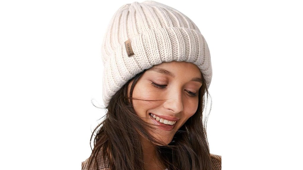 fleece lined chunky knit beanie