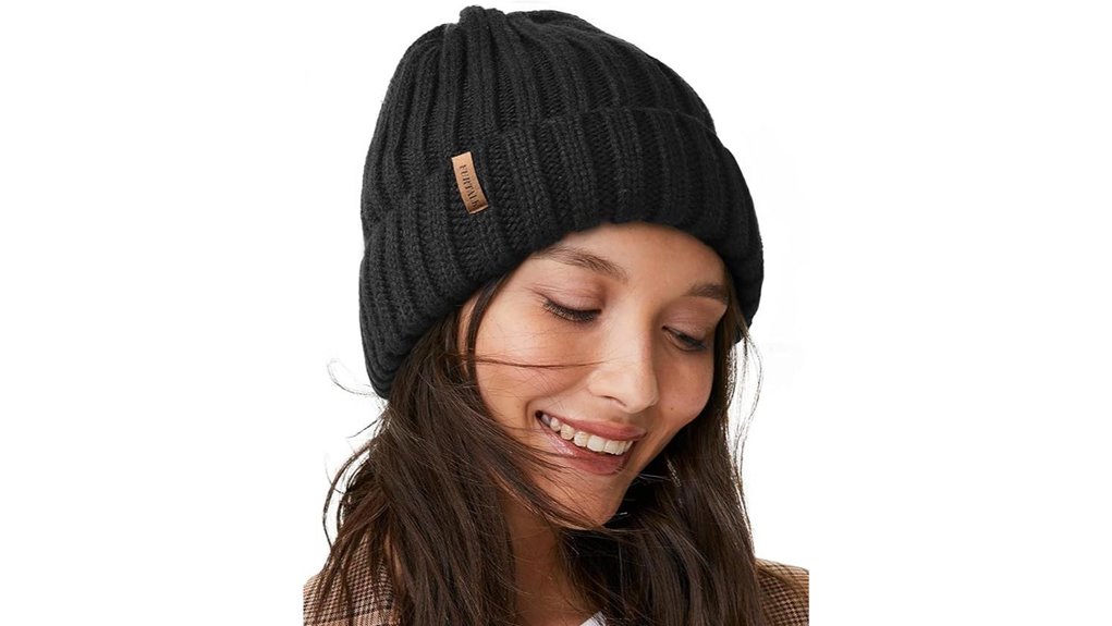 fleece lined chunky knit beanie