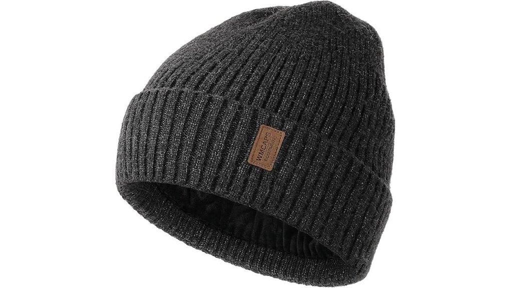 fleece lined knit cuffed beanie