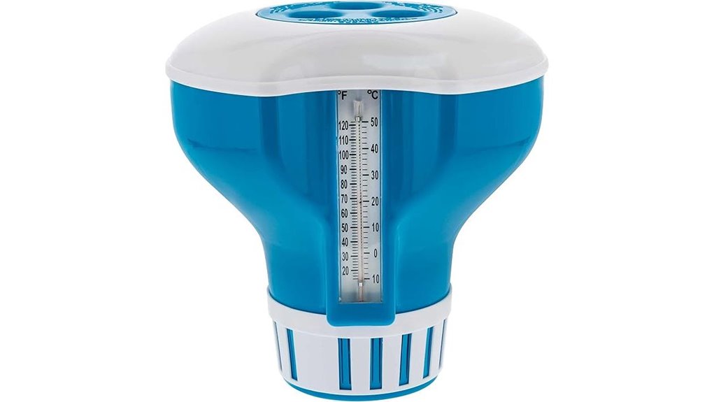floating chlorine dispenser with thermometer