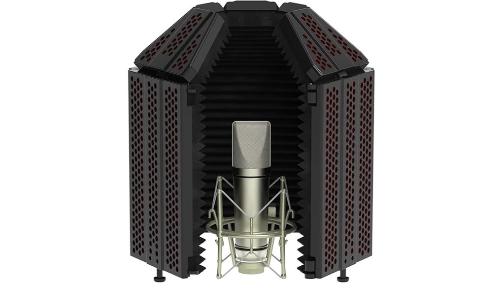 foldable 5 panel microphone isolation shield