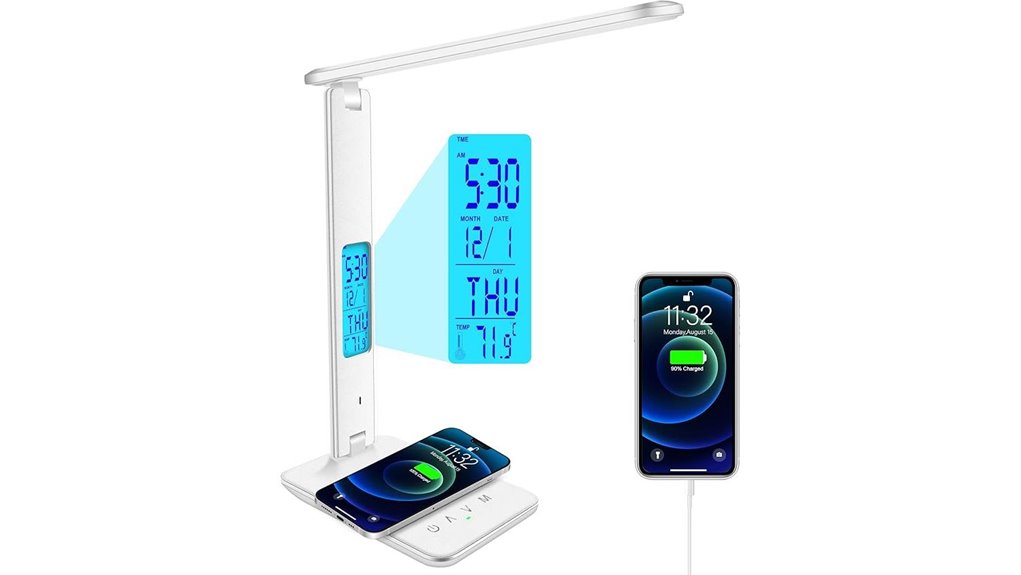 foldable lamp with charger clock