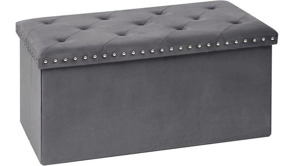 foldable tufted velvet storage ottoman