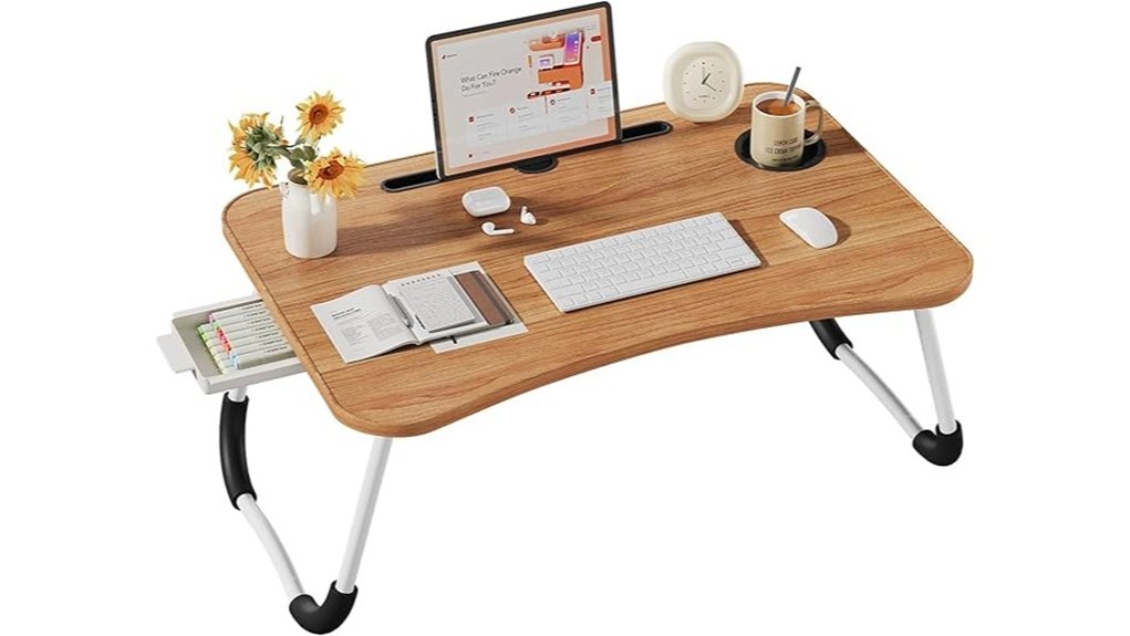 foldable walnut beige lapdesk