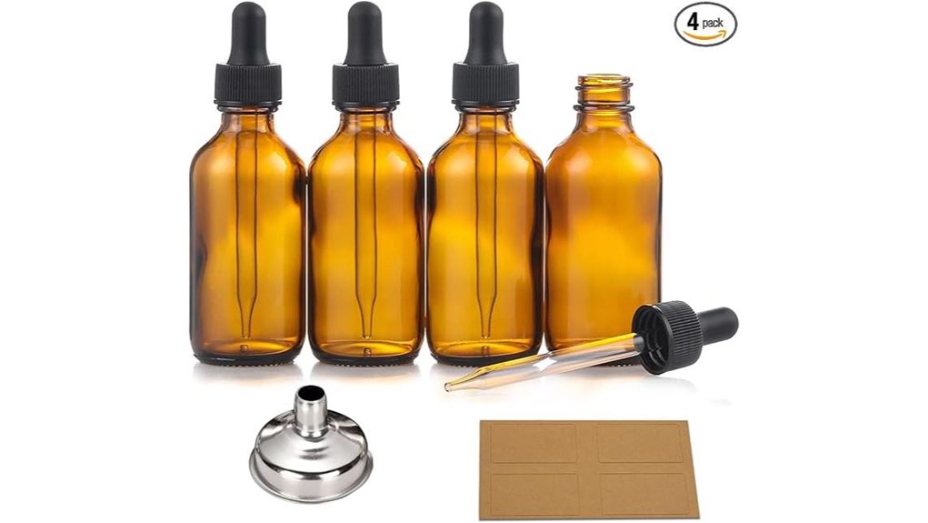 four 60ml amber droppers