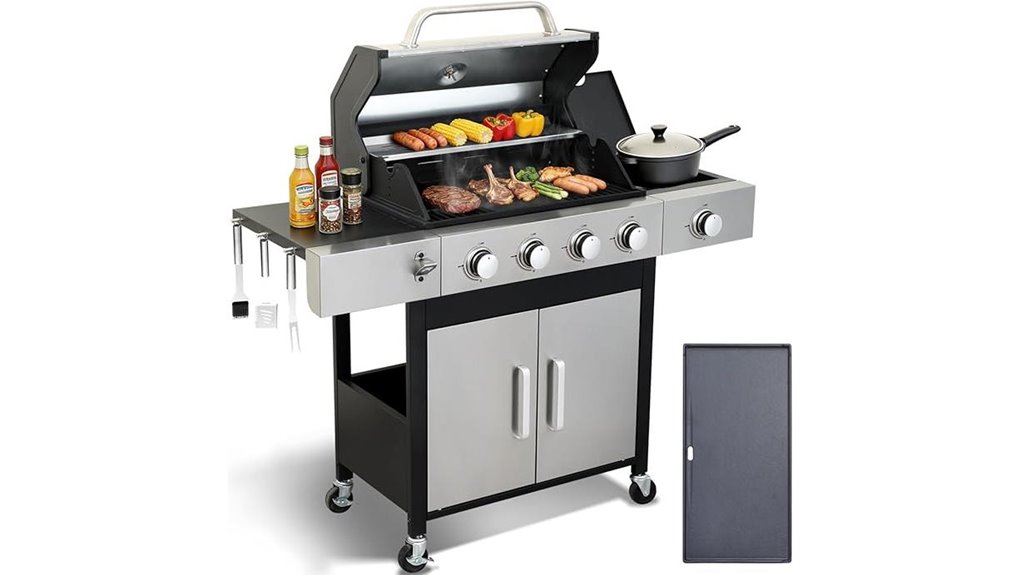 four burner propane grill with side burner
