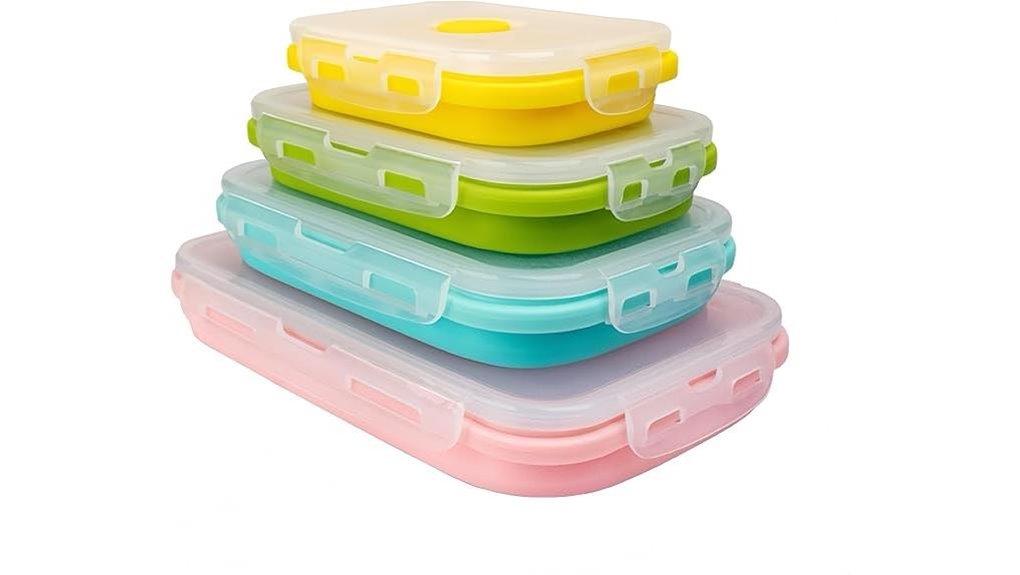 four collapsible silicone containers