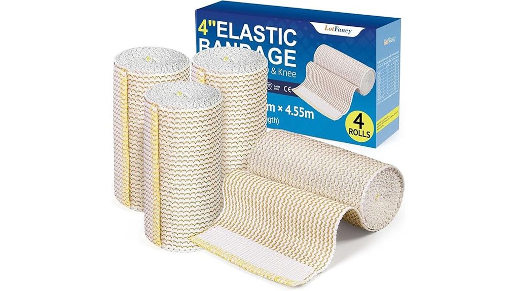 four pack 4 inch elastic cotton bandages