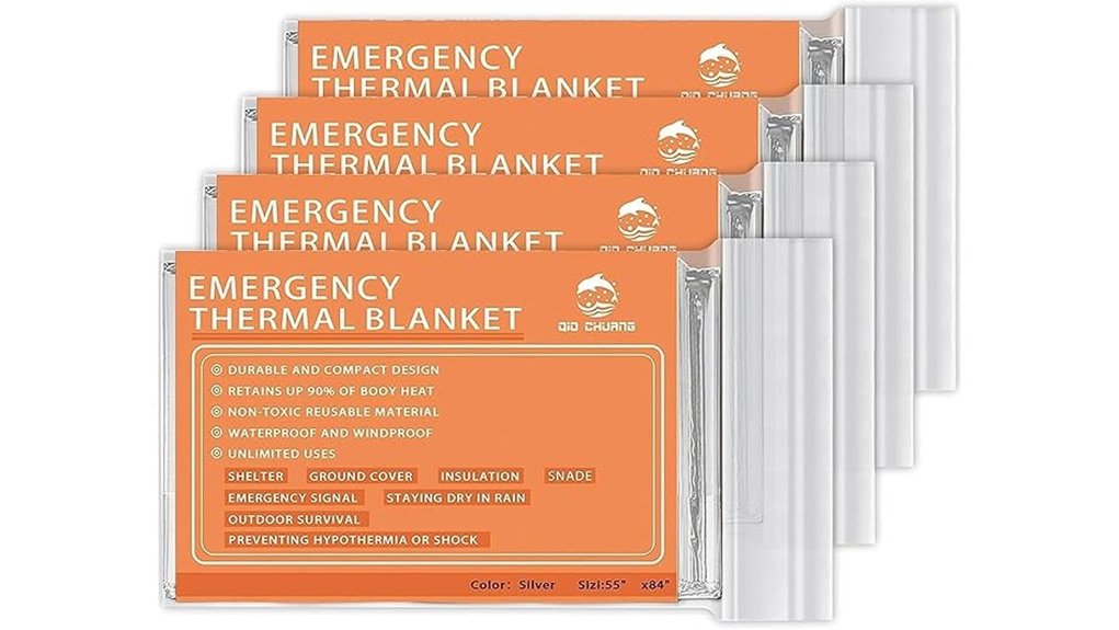 four pack emergency mylar blankets