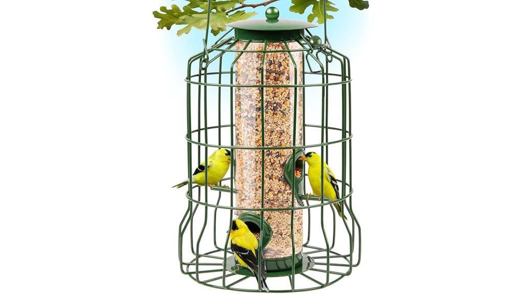four port metal squirrel proof birdfeeder