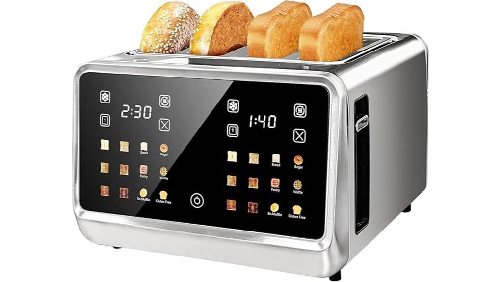 four slice touchscreen stainless toaster