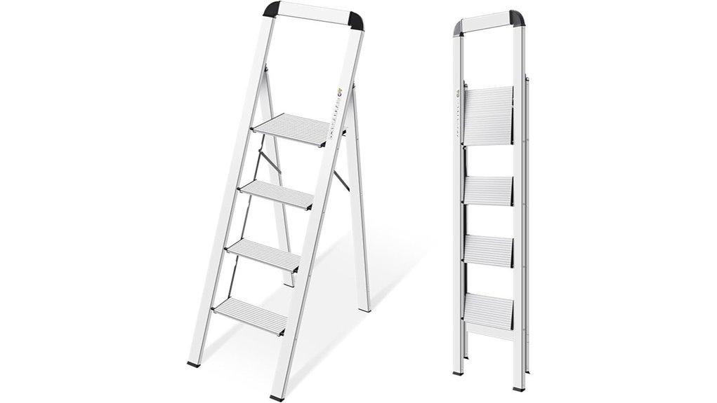 four step aluminum foldable ladder
