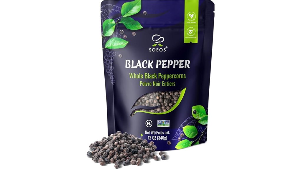 fresh whole black peppercorns 12oz