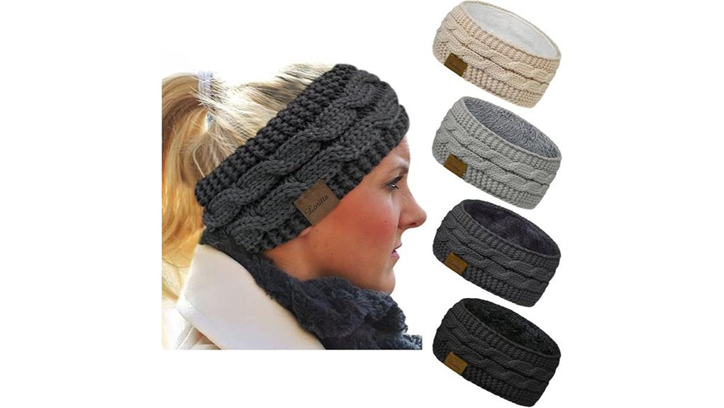 fuzzy fleece lined headbands pack