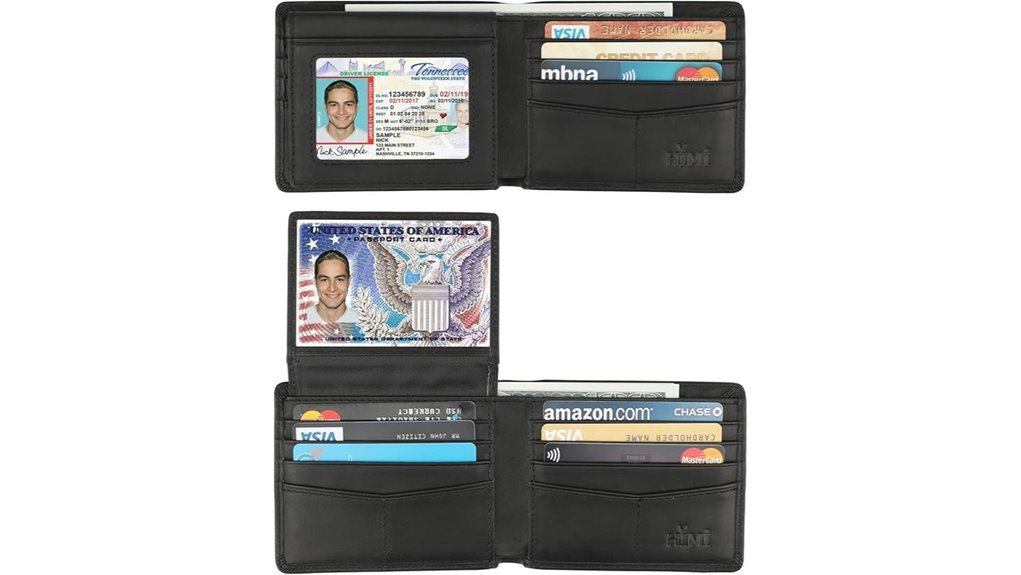 genuine leather rfid bifold wallet