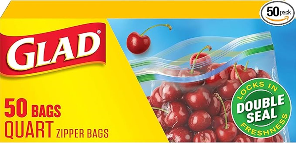 glad quart zipper storage bags