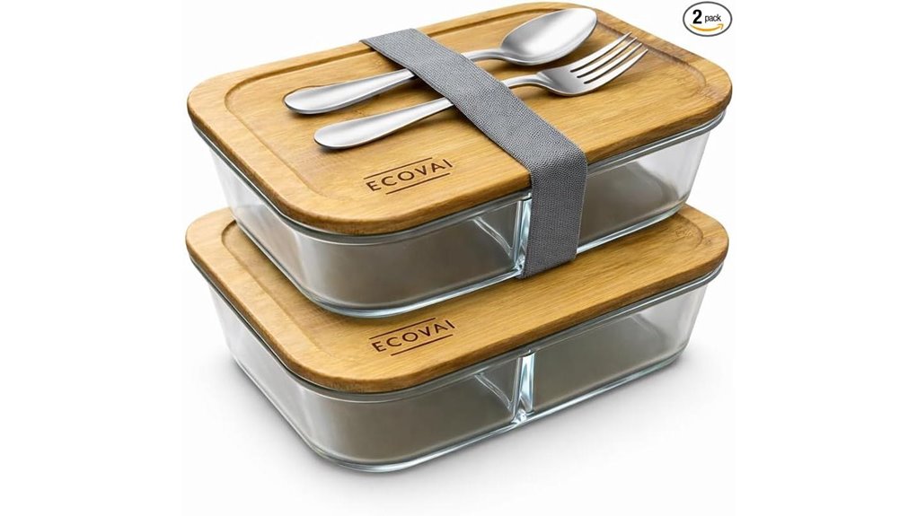 glass bento boxes with bamboo