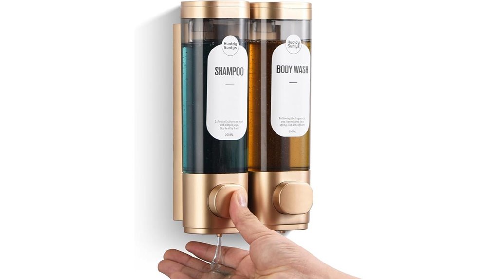 gold wall mounted dual dispenser