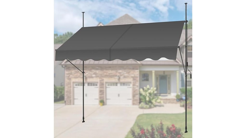 gray 118 inch retractable patio awning